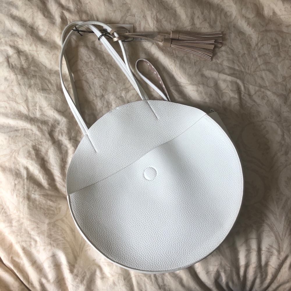 Anthropologie Remi Reid White Alison Circle Tote